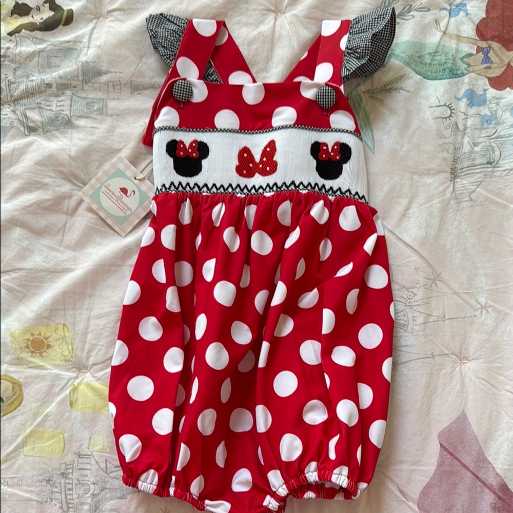 NWT Smocked Flamingo Minnie Mouse 3T romper